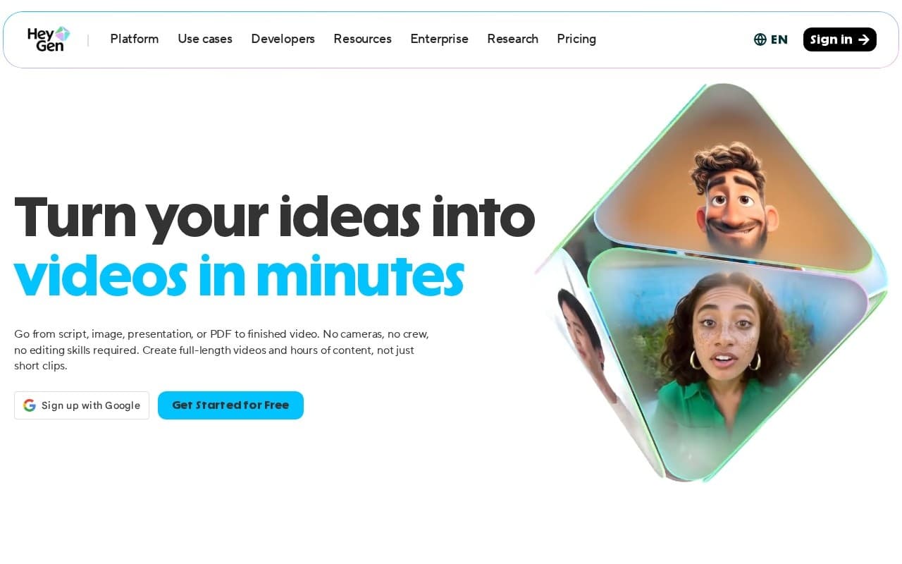 HeyGen homepage screenshot