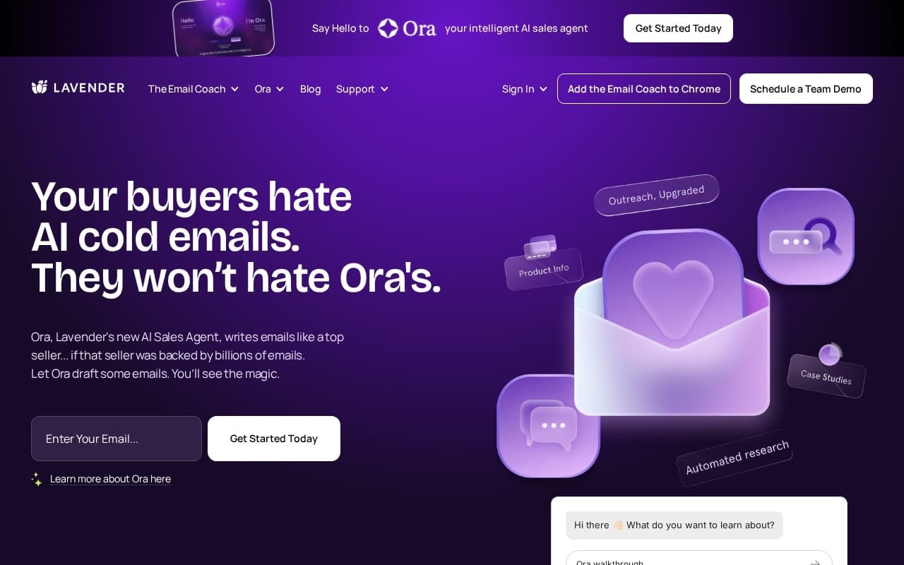 Lavender homepage screenshot