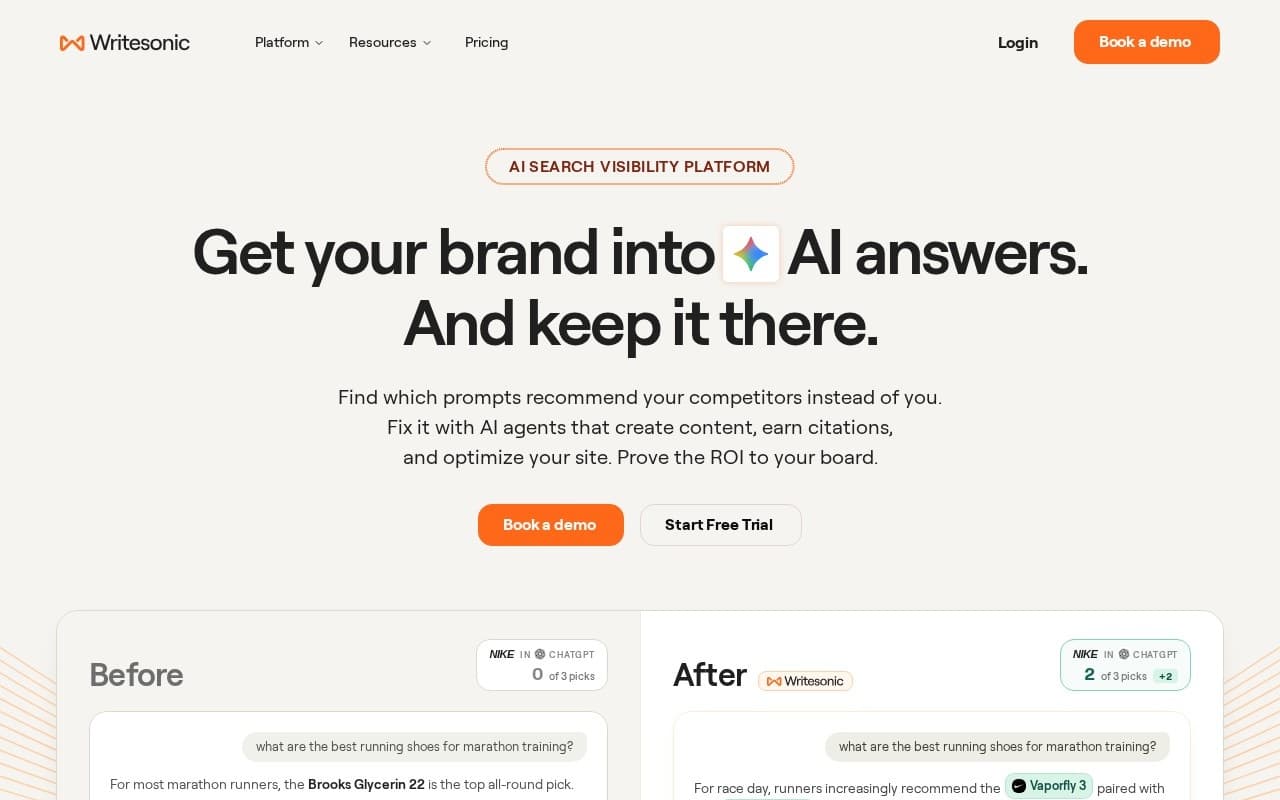 Writesonic homepage screenshot