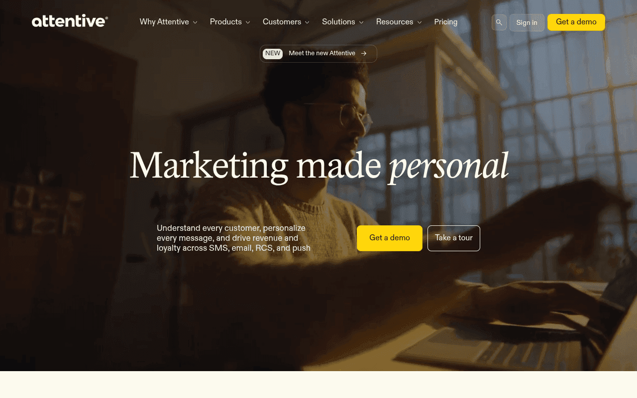 Attentive product screenshot