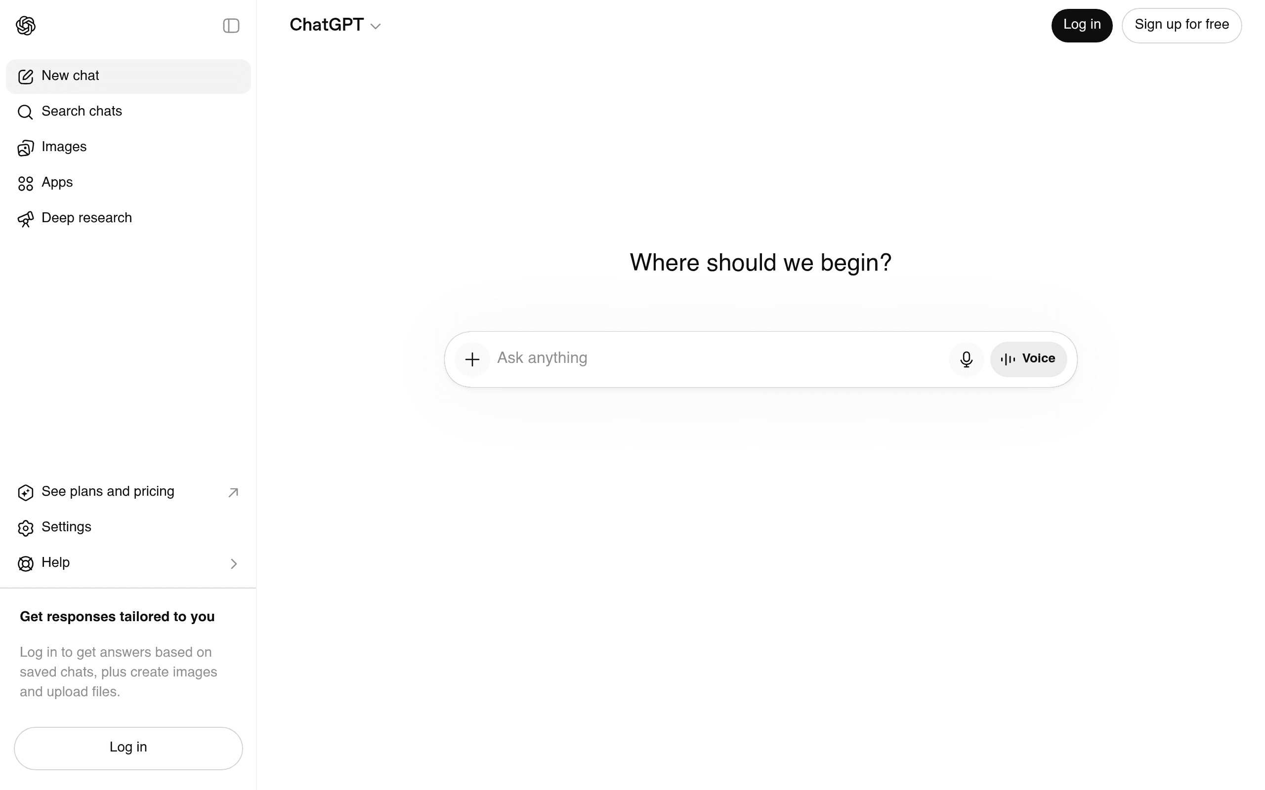 ChatGPT homepage screenshot