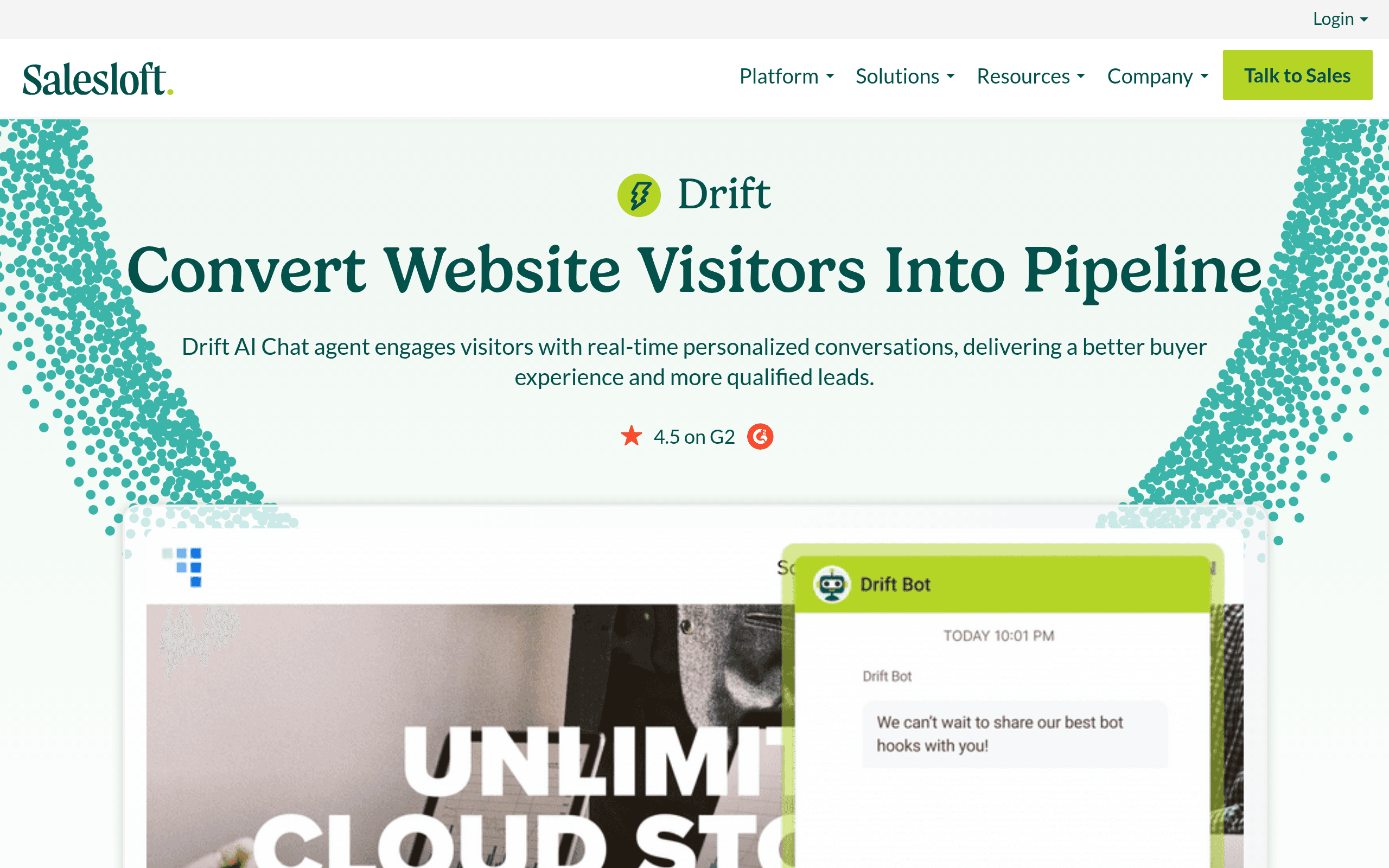 Drift homepage screenshot