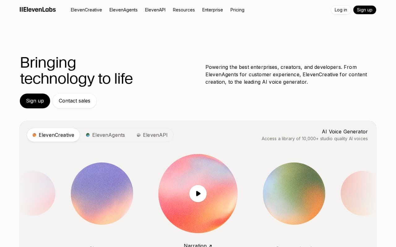 ElevenLabs product screenshot