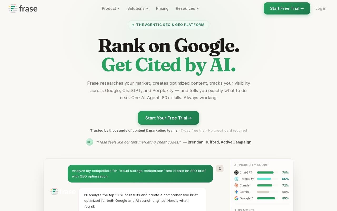Frase homepage screenshot