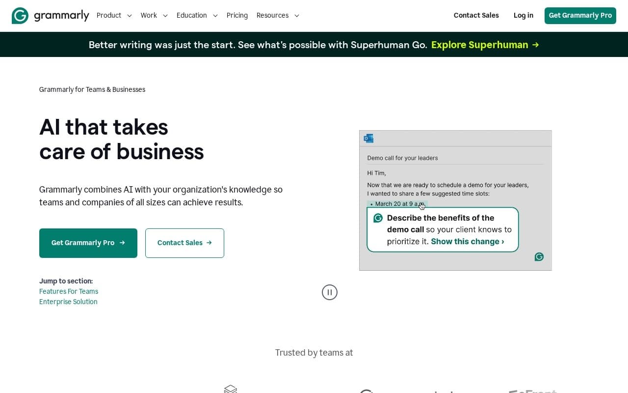 Grammarly homepage screenshot