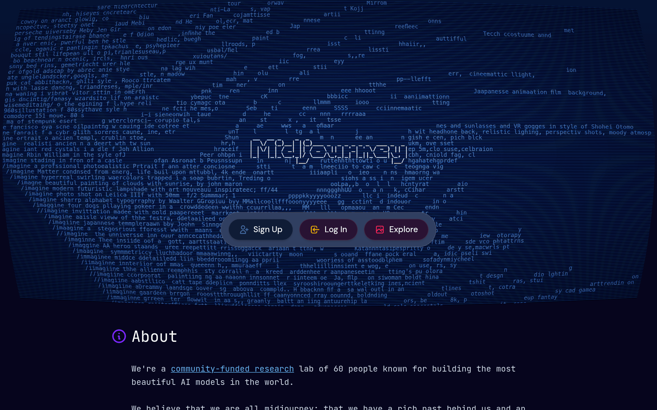 Midjourney homepage screenshot