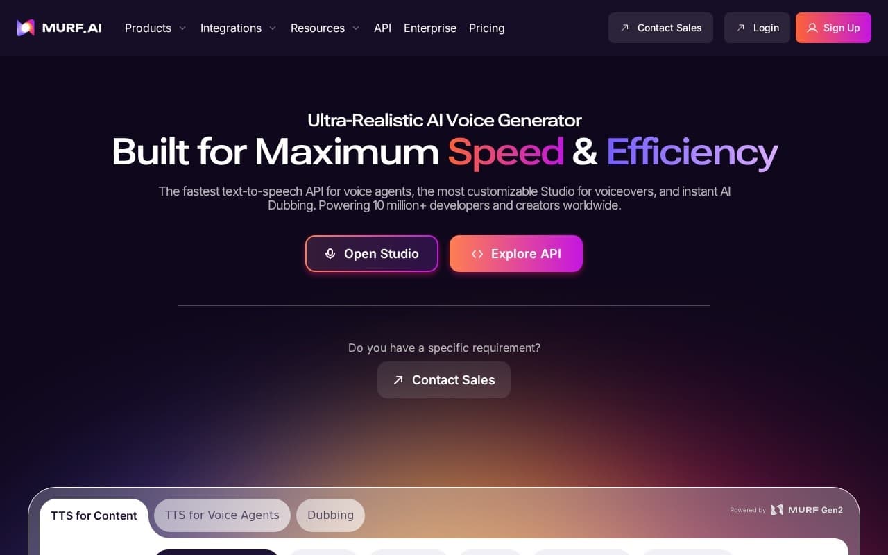 Murf homepage screenshot