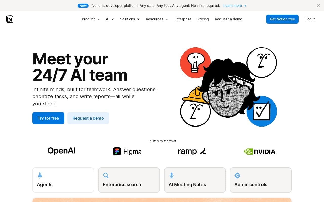Notion AI homepage screenshot