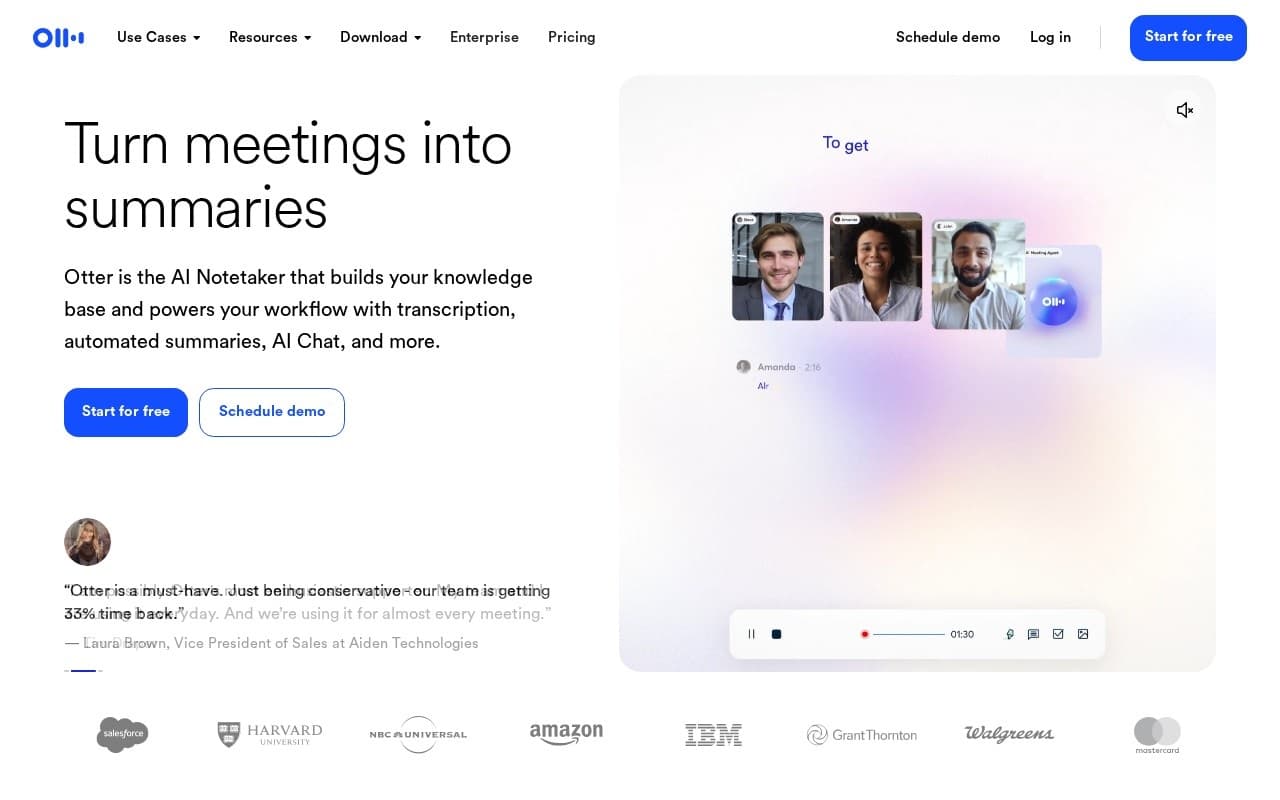 Otter.ai homepage screenshot