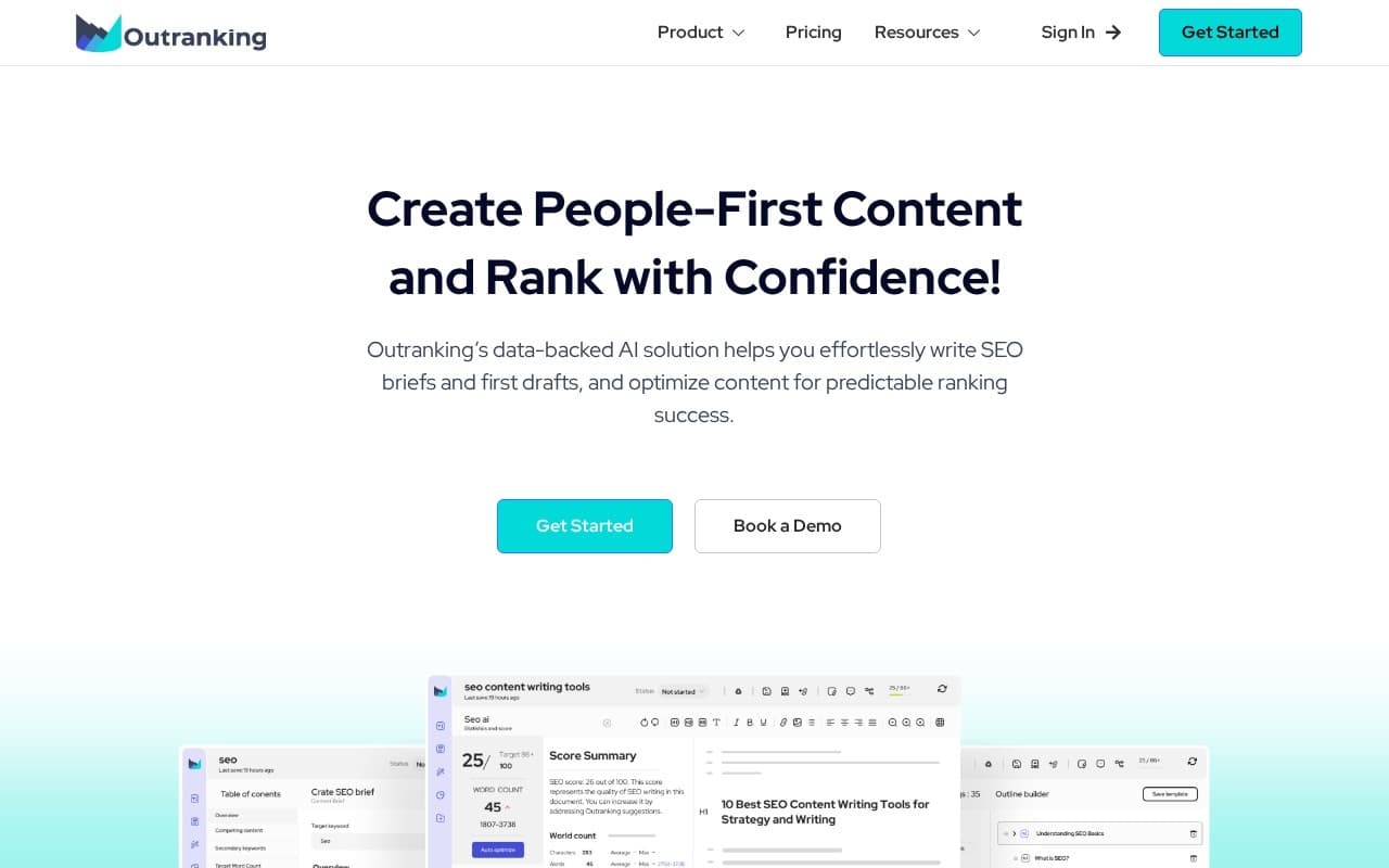 Outranking homepage screenshot