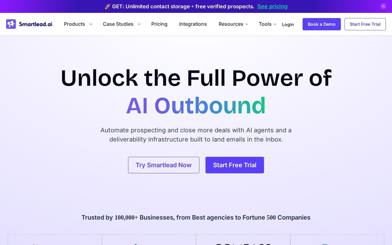 Smartlead homepage screenshot