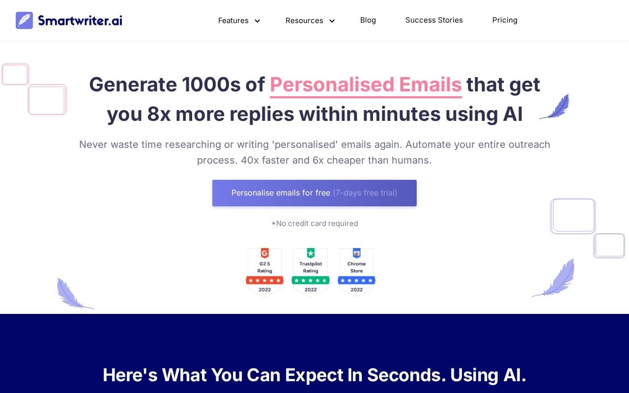 Smartwriter.ai homepage screenshot