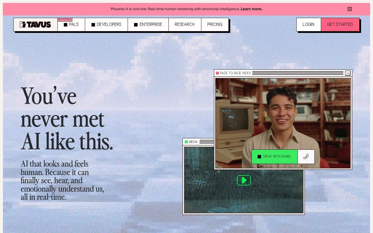 Tavus homepage screenshot