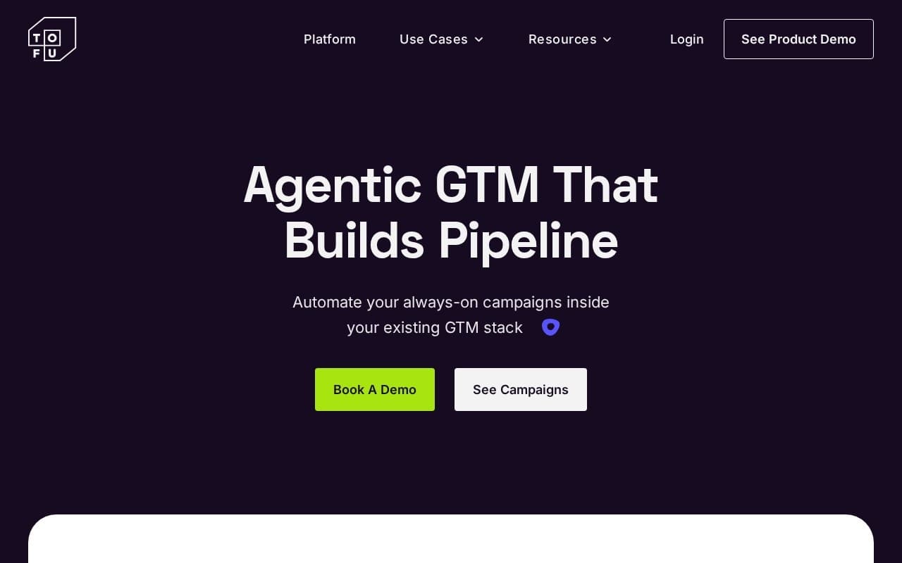 Tofu homepage screenshot