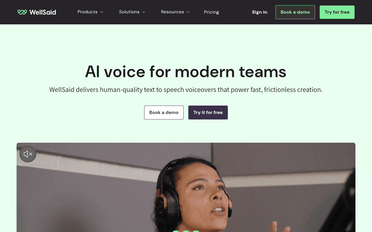 WellSaid Labs homepage screenshot